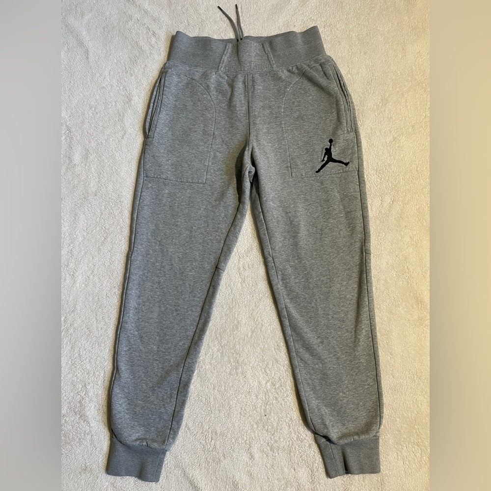 AIR JORDAN Gray Track Pants with Black Logo